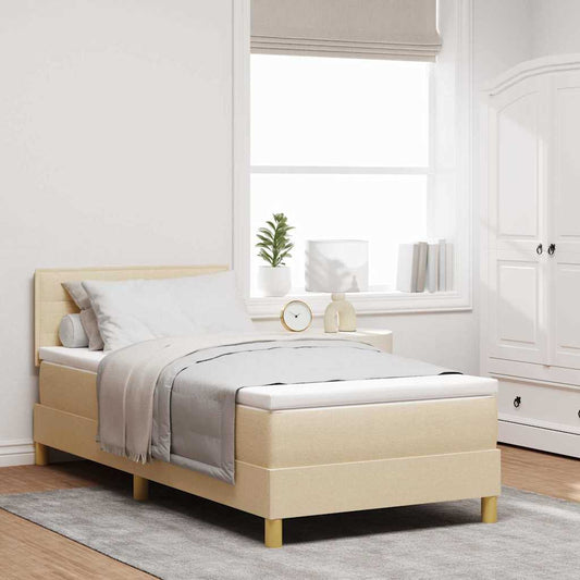 Letto a molle con cuscino Crema 90 x 190 cm Tessuto