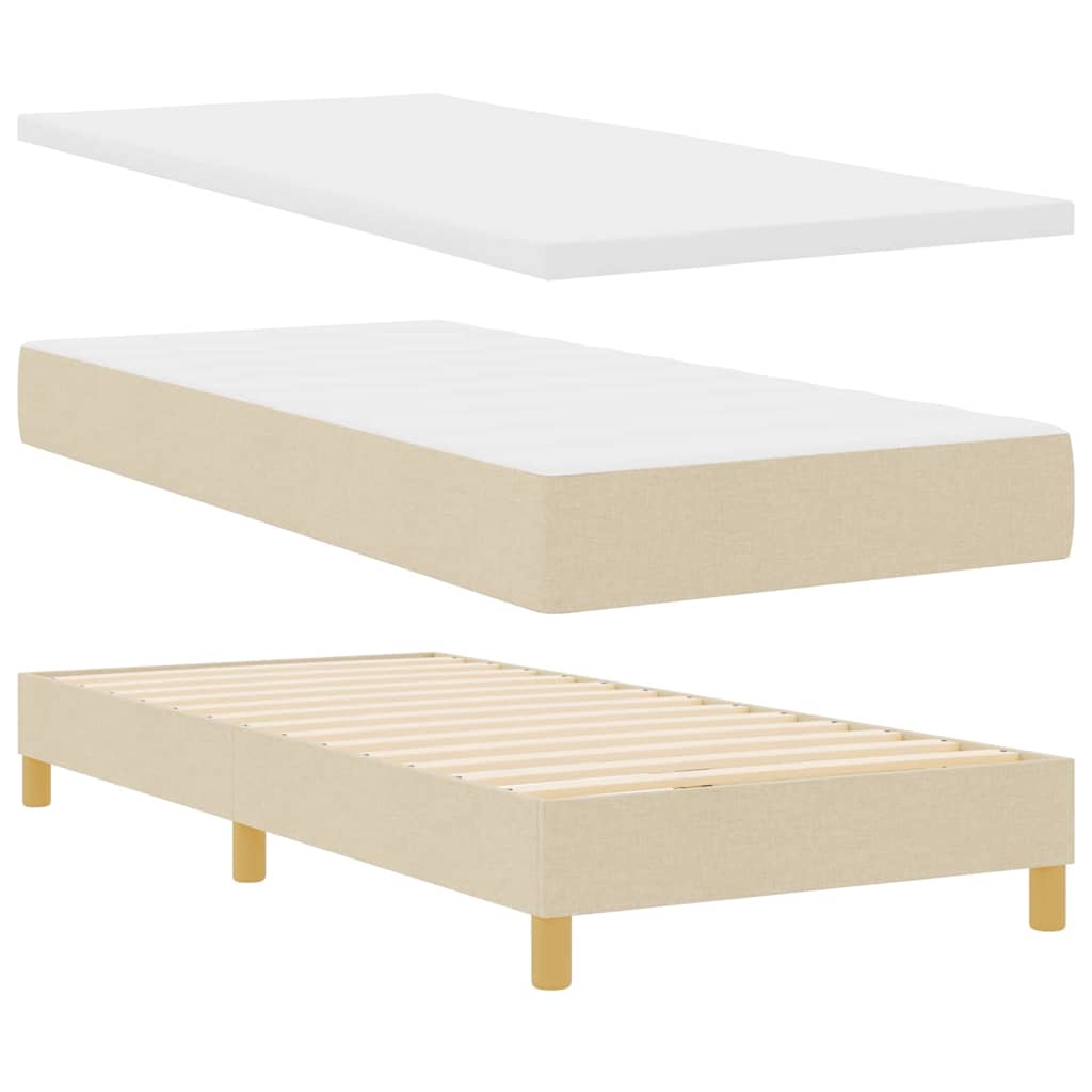 Letto a molle con cuscino Crema 90 x 190 cm Tessuto