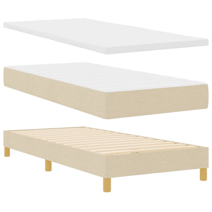 Letto a molle con cuscino Crema 90 x 190 cm Tessuto