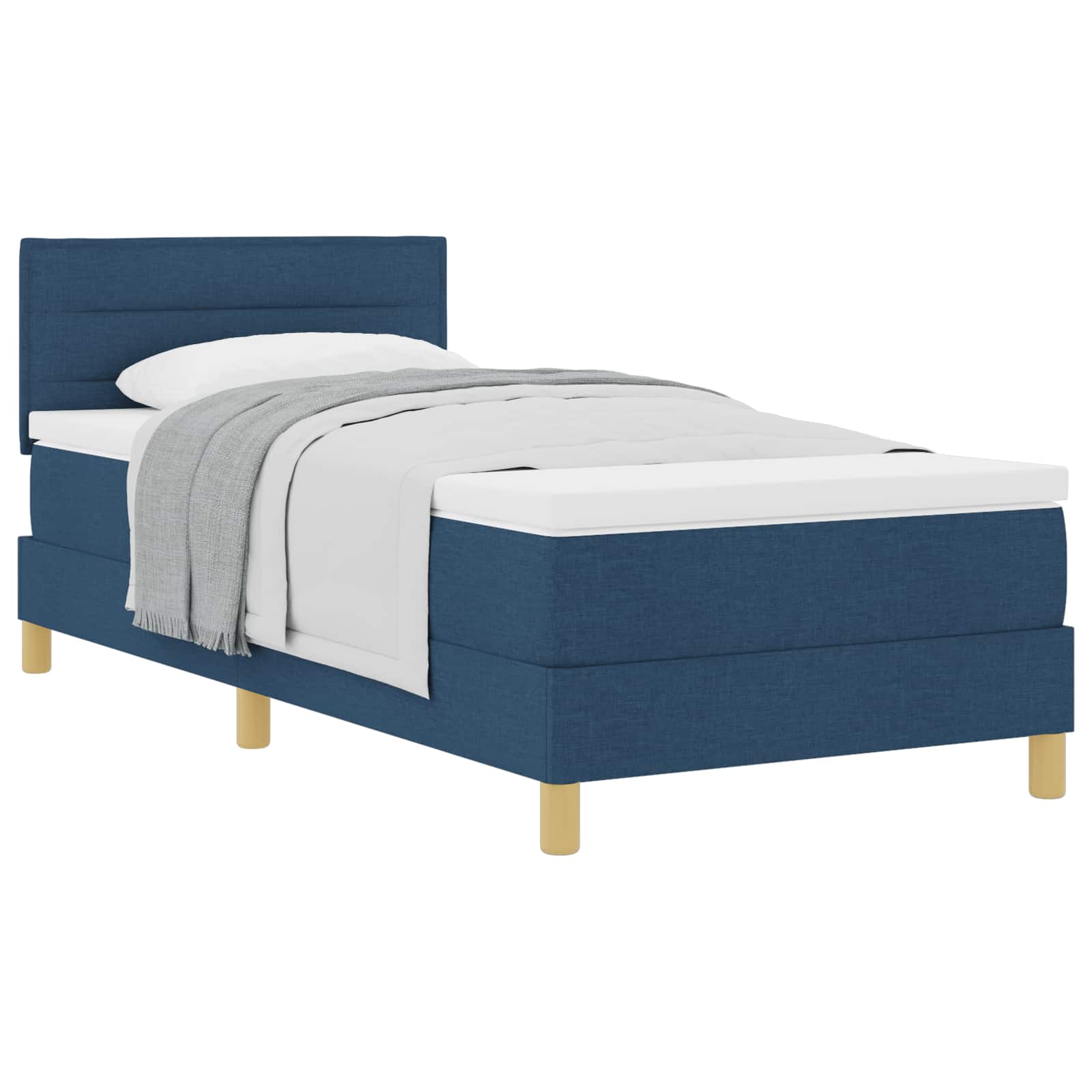 Letto a molle con cuscino con testiera Blu 90 x 190 cm Tessuto | homemem39