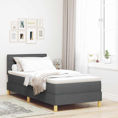 Letto a molle con cuscino Grigio scuro 90 x 200 cm Tessuto | homemem39