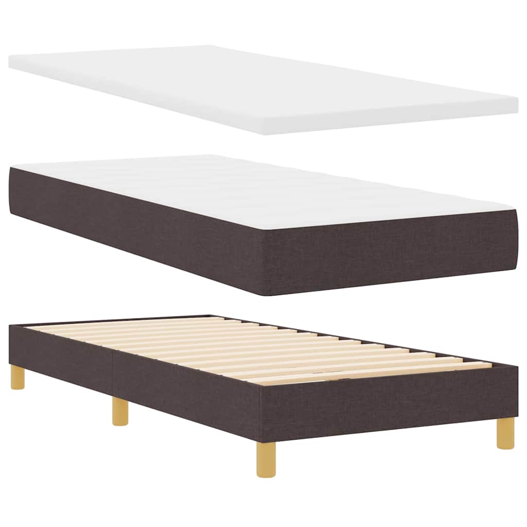 Letto a molle con cuscino Marrone Scuro 90 x 200 cm Tessuto | homemem39