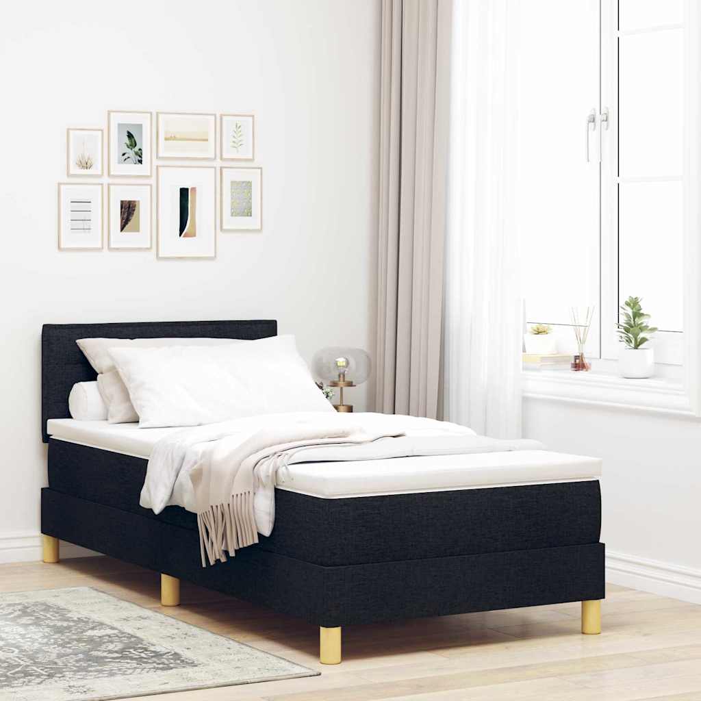Letto box spring con materasso Nero 100 x 200 cm Tessuto