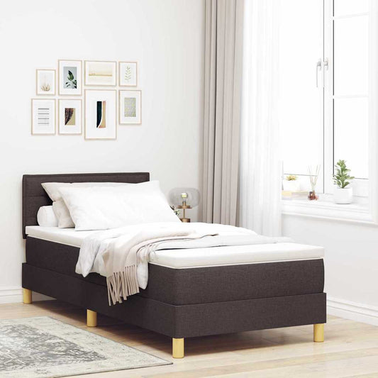 Letto box spring con materasso Marrone scuro 100 x 200 cm