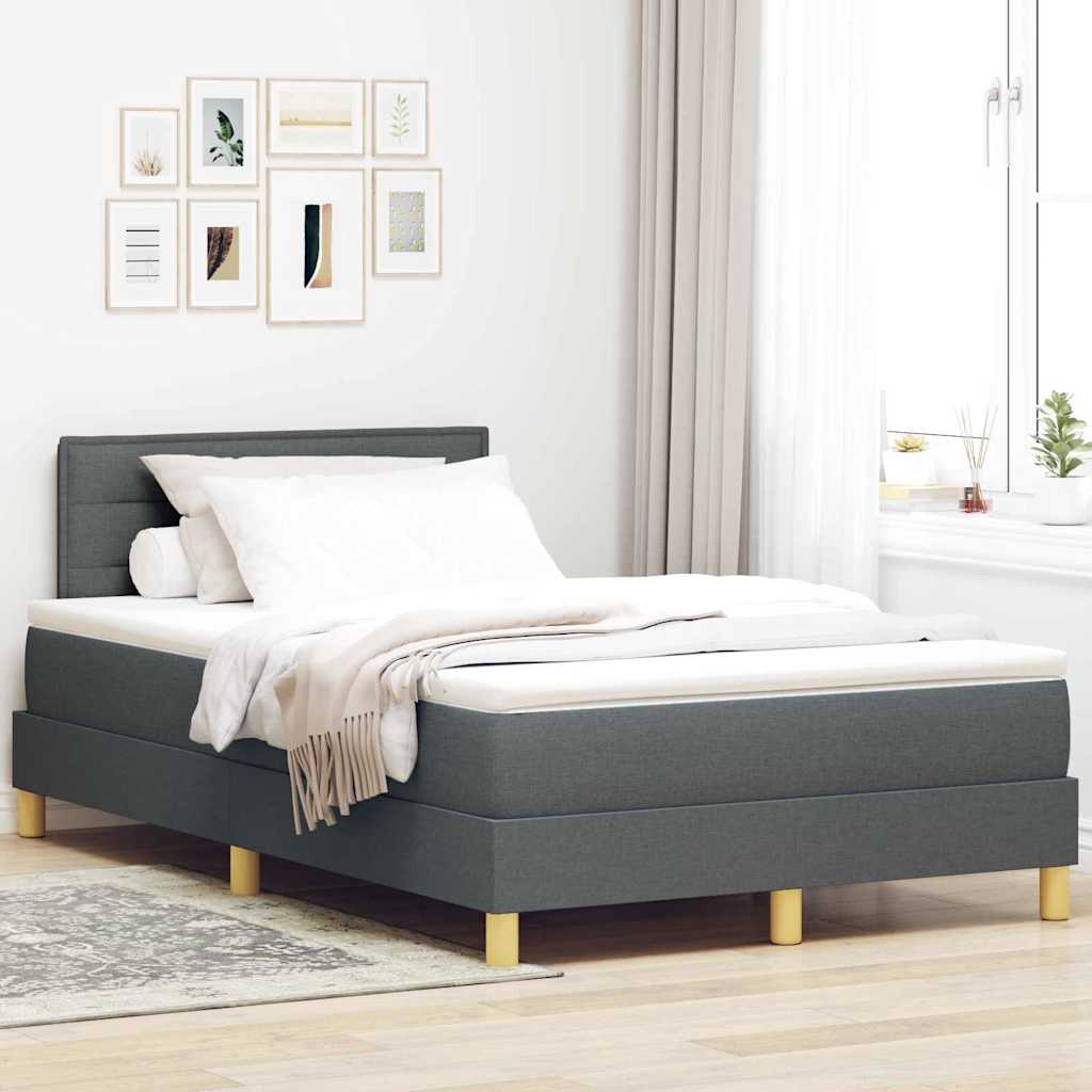 Letto box spring con materasso Grigio scuro 120 x 190 cm