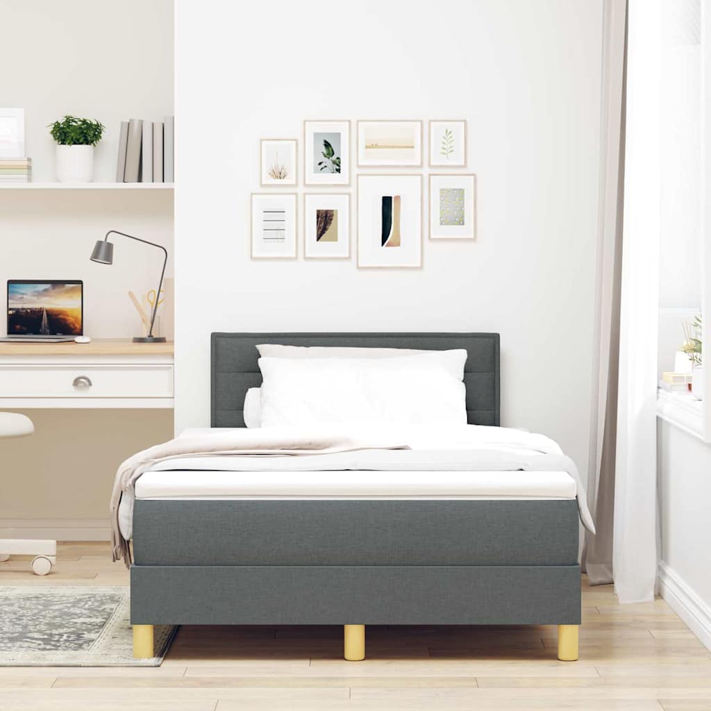 Letto box spring con materasso Grigio scuro 120 x 190 cm