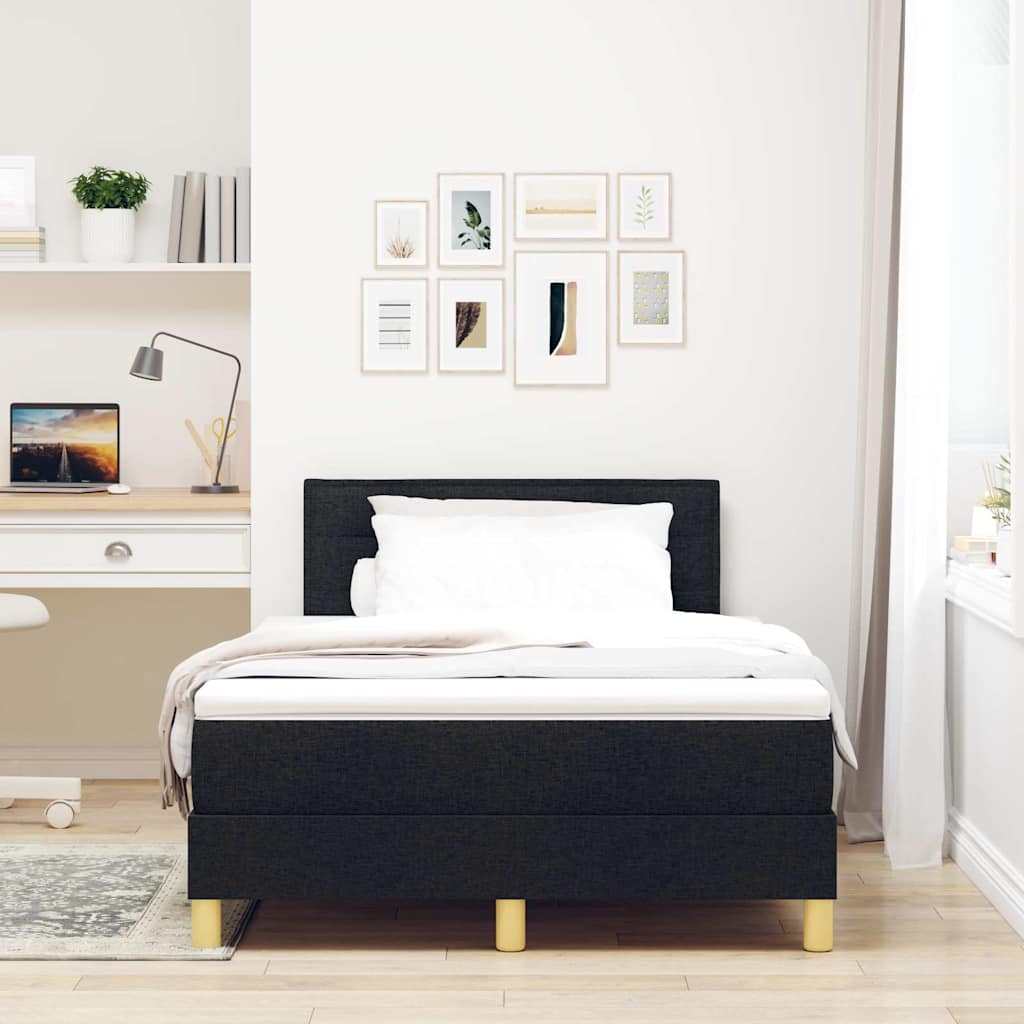 Letto a molle con cuscino Nero 120 x 190 cm Tessuto | homemem39
