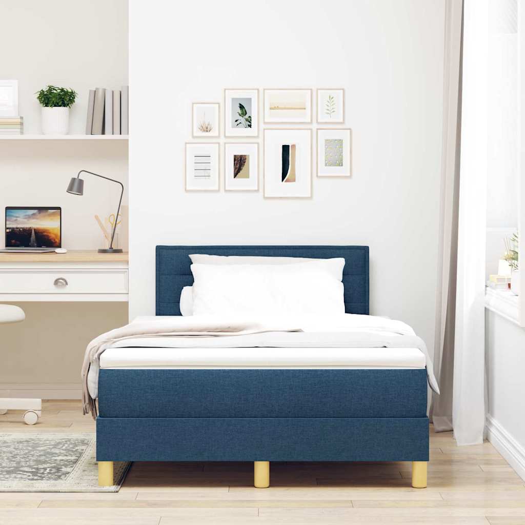 Letto a molle con cuscino con testiera Blu 120 x 190 cm Tessuto