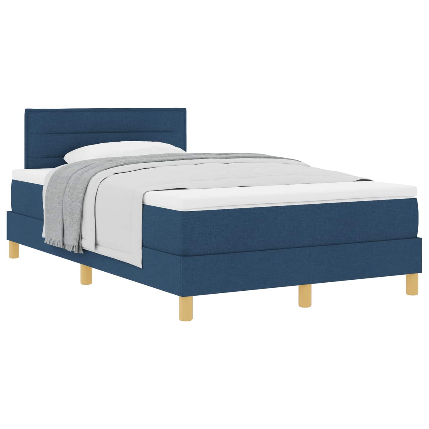 Letto a molle con cuscino con testiera Blu 120 x 190 cm Tessuto