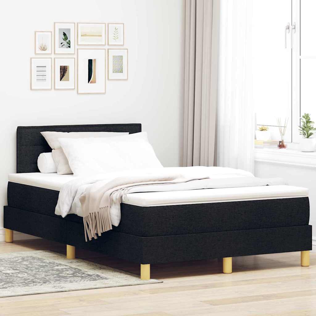 Letto box spring con materasso Nero 120 x 200 cm Tessuto - homemem39