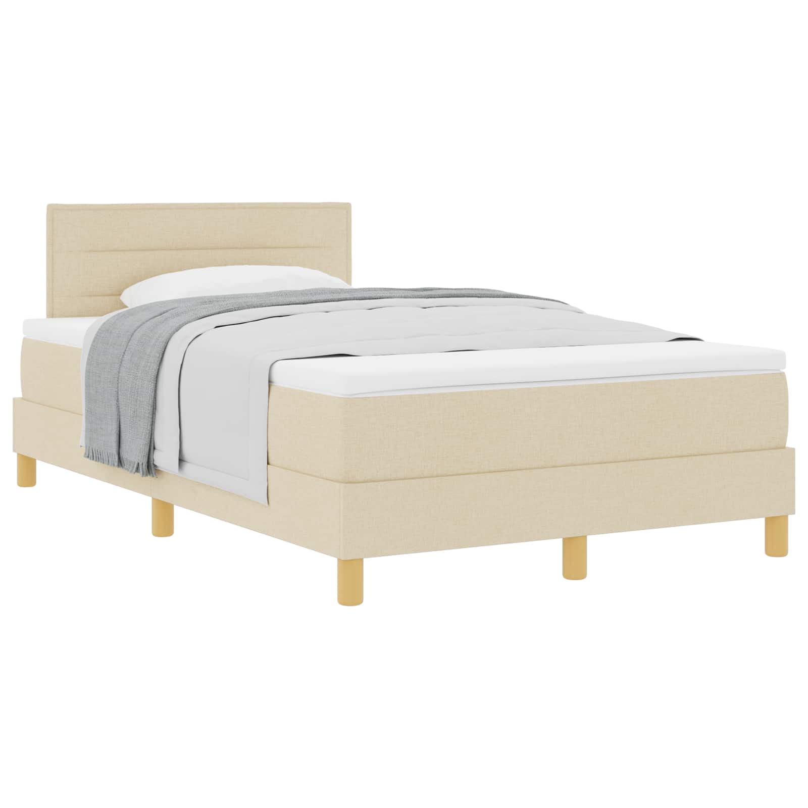 Letto a molle con cuscino Crema 120 x 200 cm Tessuto | homemem39
