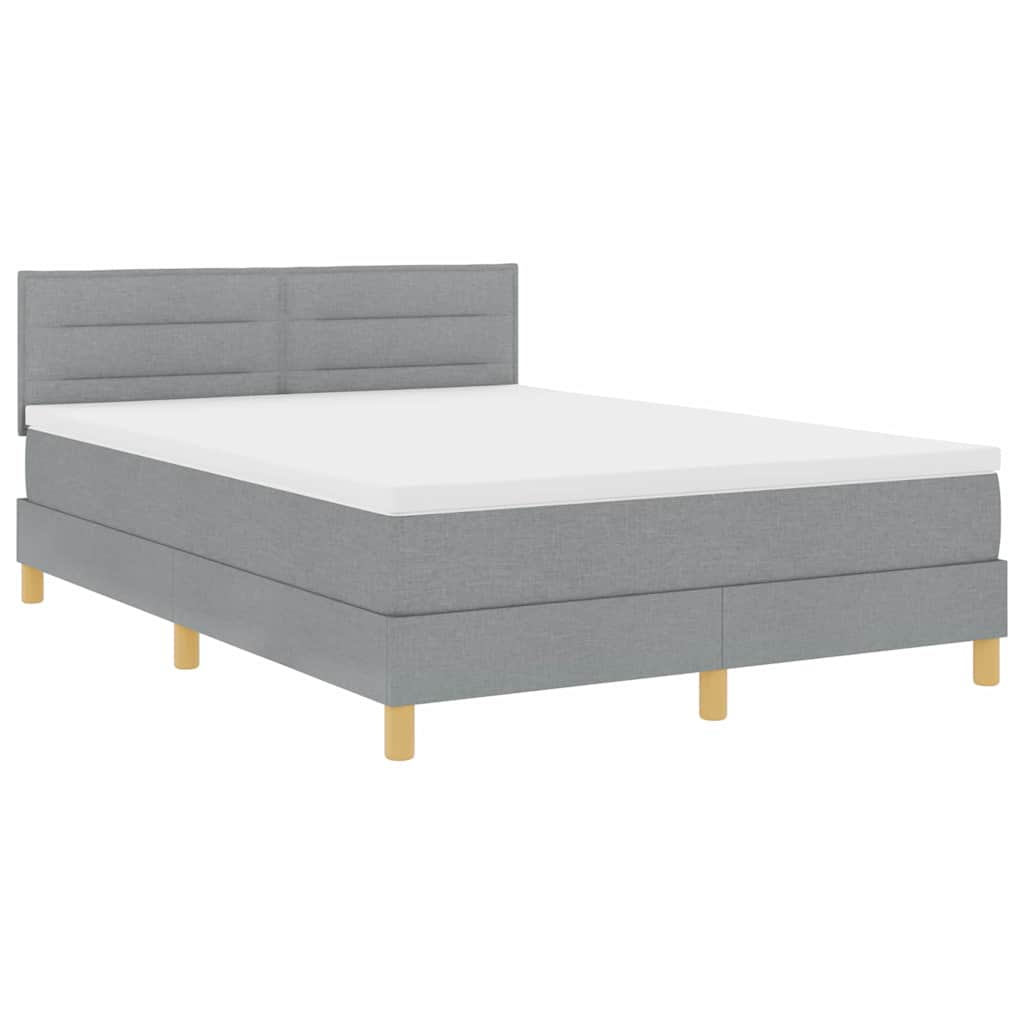 Letto a molle con cuscino Grigio chiaro 140 x 190 cm Tessuto | homemem39