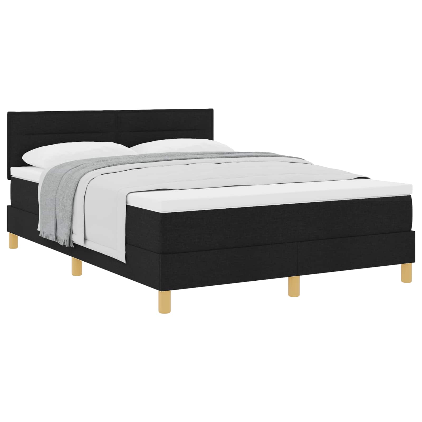 Letto a molle con cuscino Nero 140 x 190 cm Tessuto | homemem39