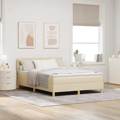 Letto a molle con cuscino Crema 140 x 190 cm Tessuto | homemem39