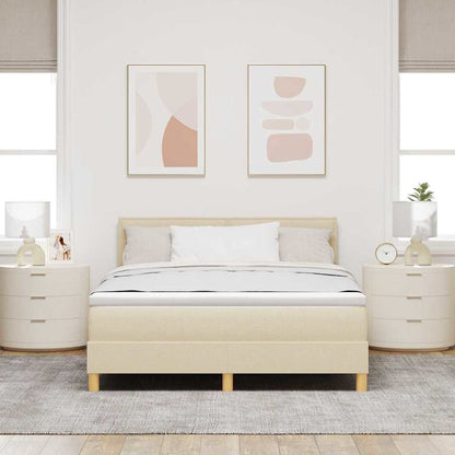 Letto a molle con cuscino Crema 140 x 190 cm Tessuto | homemem39