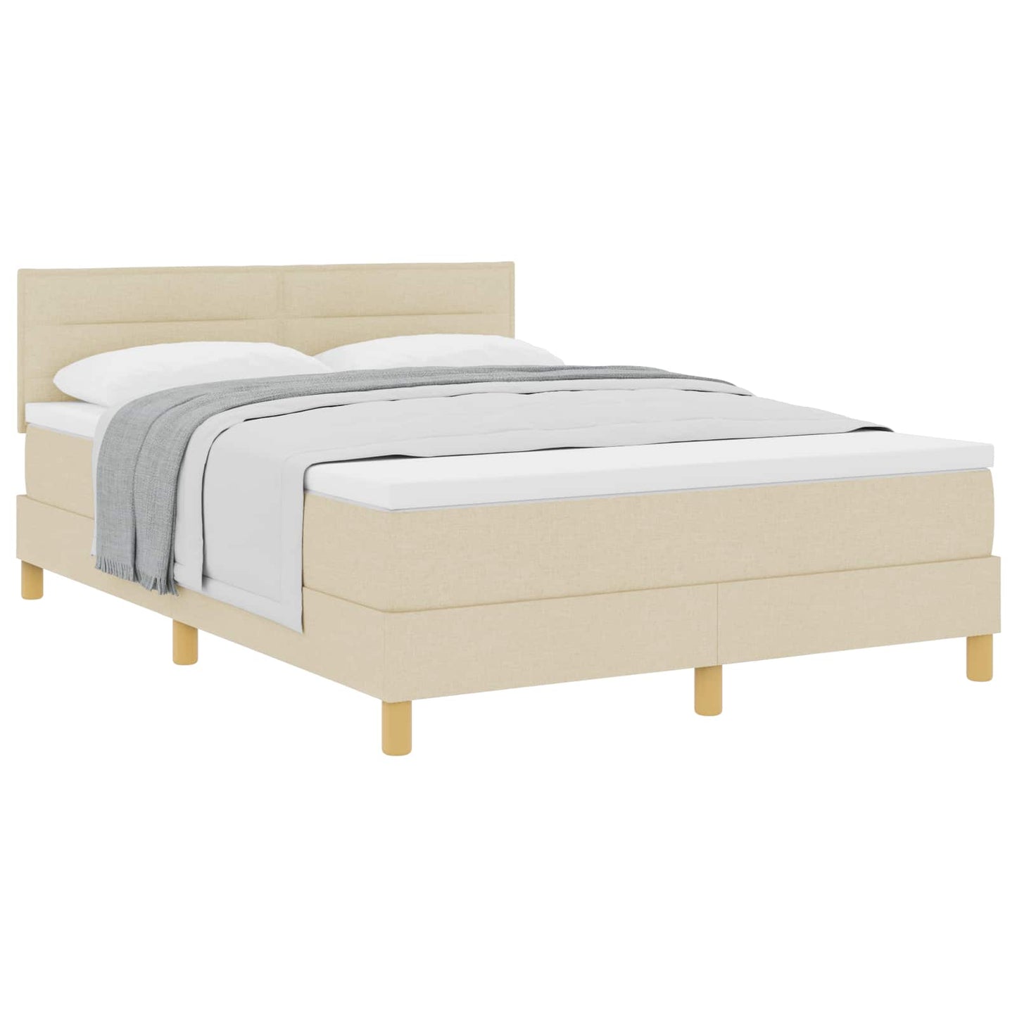 Letto a molle con cuscino Crema 140 x 190 cm Tessuto | homemem39