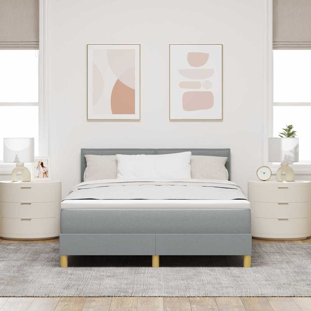 Letto a molle con cuscino Grigio chiaro 140 x 200 cm Tessuto | homemem39