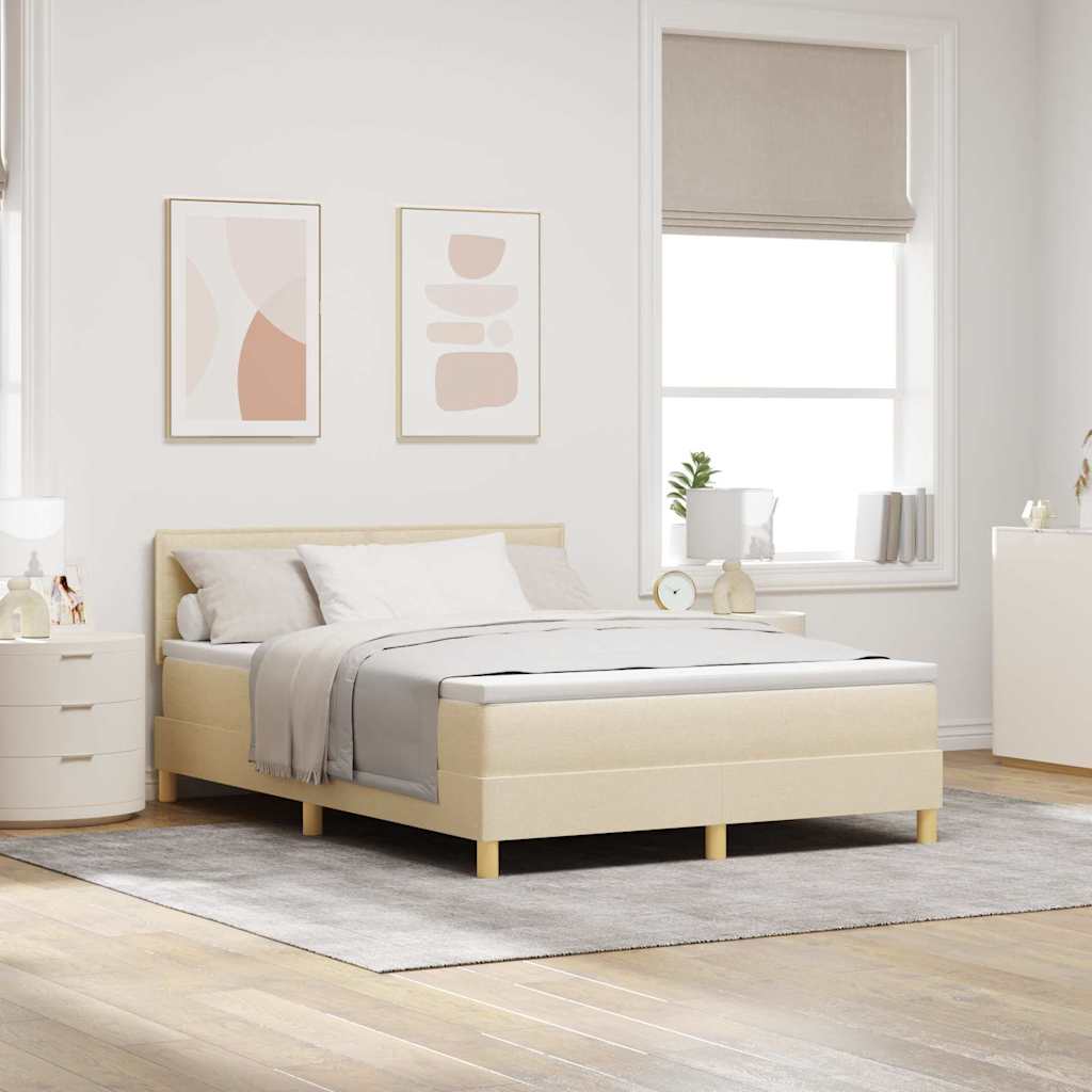 Letto a molle con cuscino Crema 140 x 200 cm Tessuto | homemem39