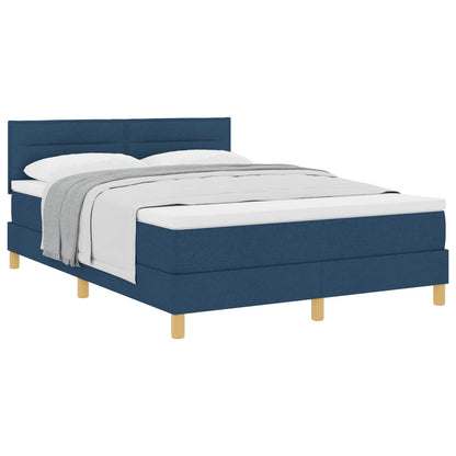 Letto a molle con cuscino con testiera Blu 140 x 200 cm Tessuto