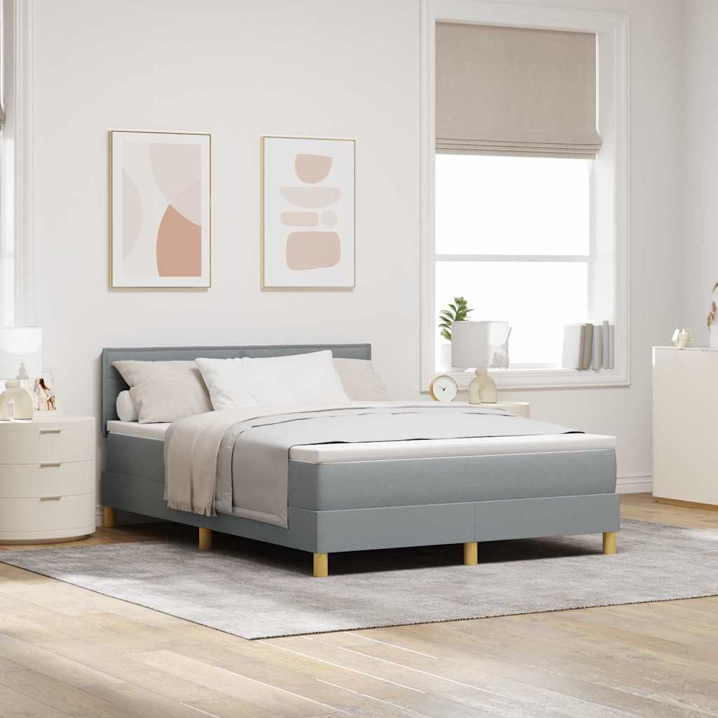 Letto a molle con cuscino Grigio chiaro 160 x 200 cm Tessuto