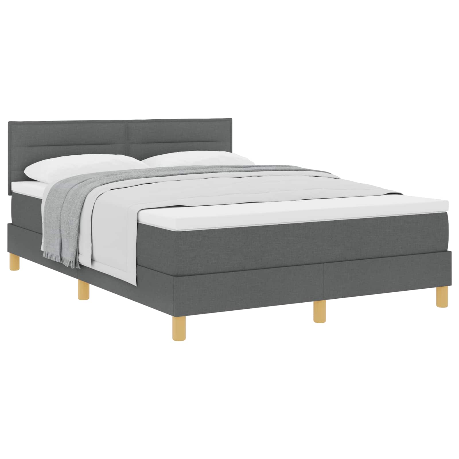 Letto a molle con cuscino Grigio scuro 160 x 200 cm Tessuto | homemem39