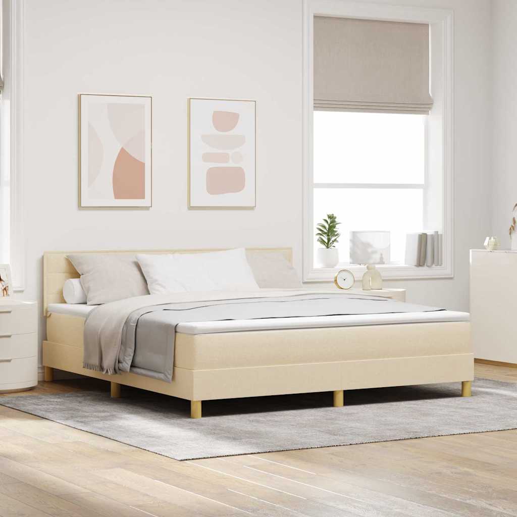 Letto box spring con materasso Crema 180 x 200 cm Tessuto