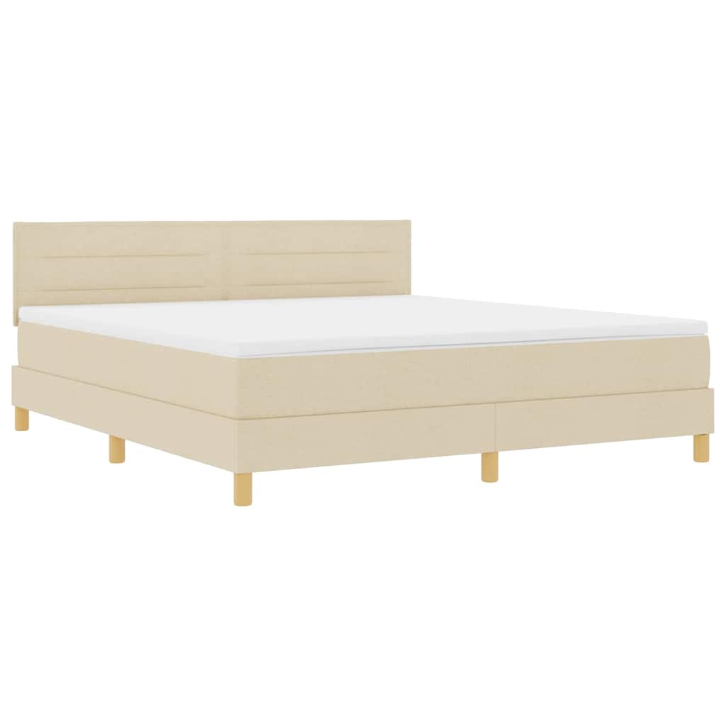Letto box spring con materasso Crema 180 x 200 cm Tessuto