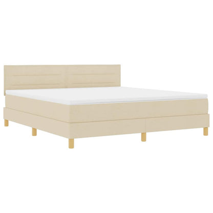 Letto box spring con materasso Crema 180 x 200 cm Tessuto