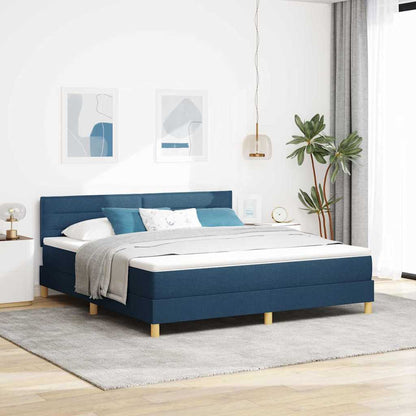 Letto a molle con cuscino con testiera Blu 180 x 200 cm Tessuto | homemem39