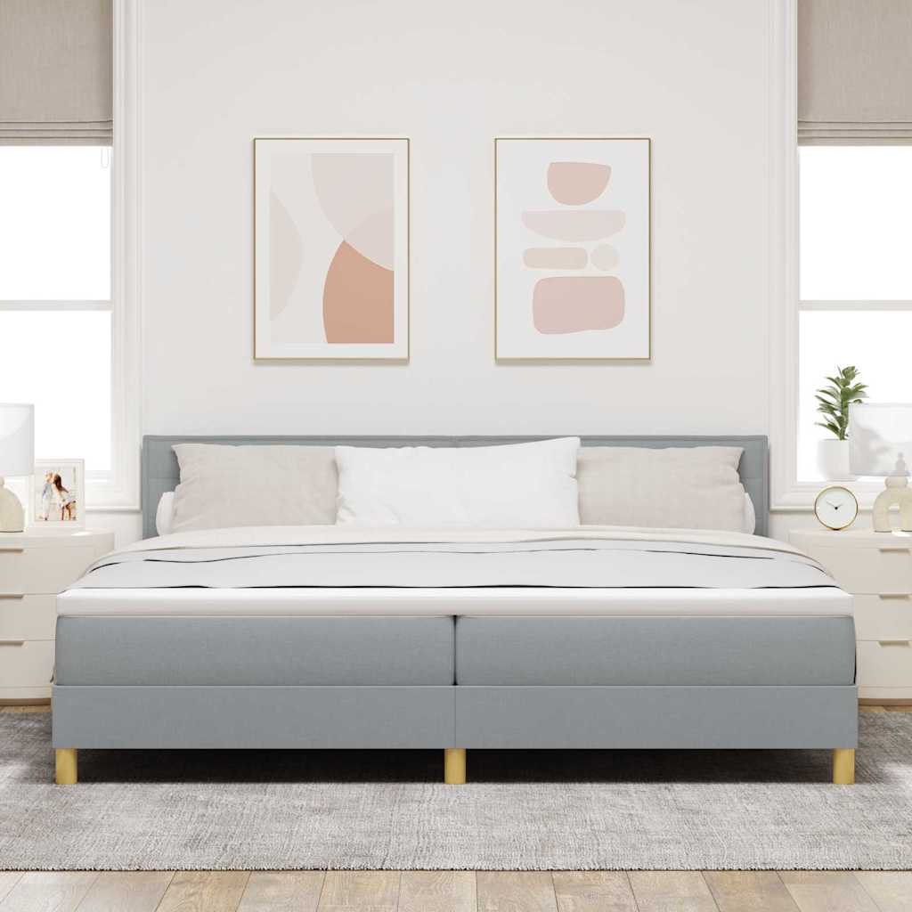 Letto a molle con cuscino Grigio chiaro 200 x 200 cm Tessuto