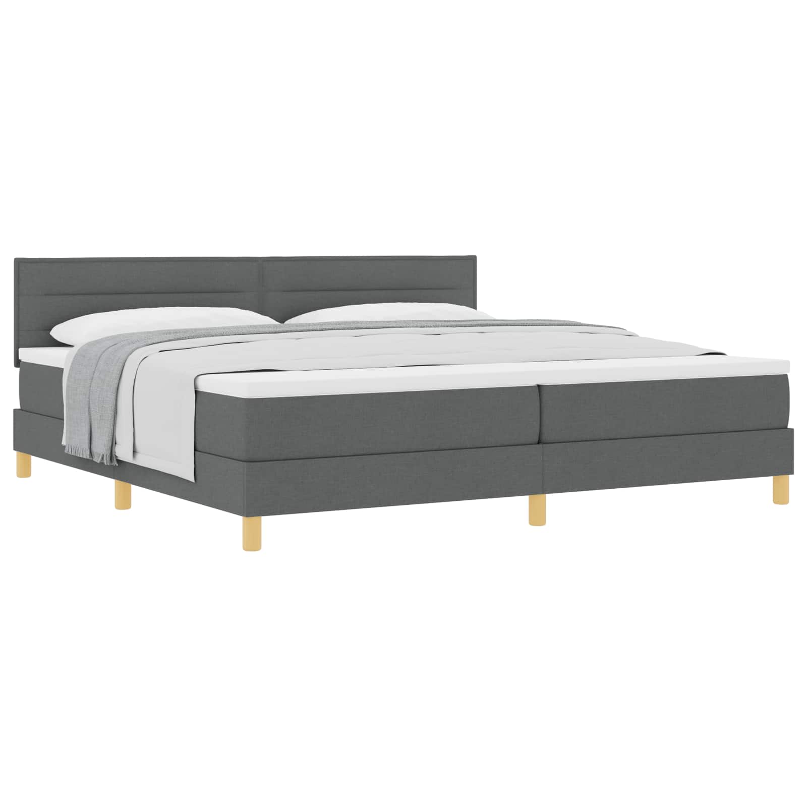 Letto a molle con cuscino Grigio scuro 200 x 200 cm Tessuto | homemem39
