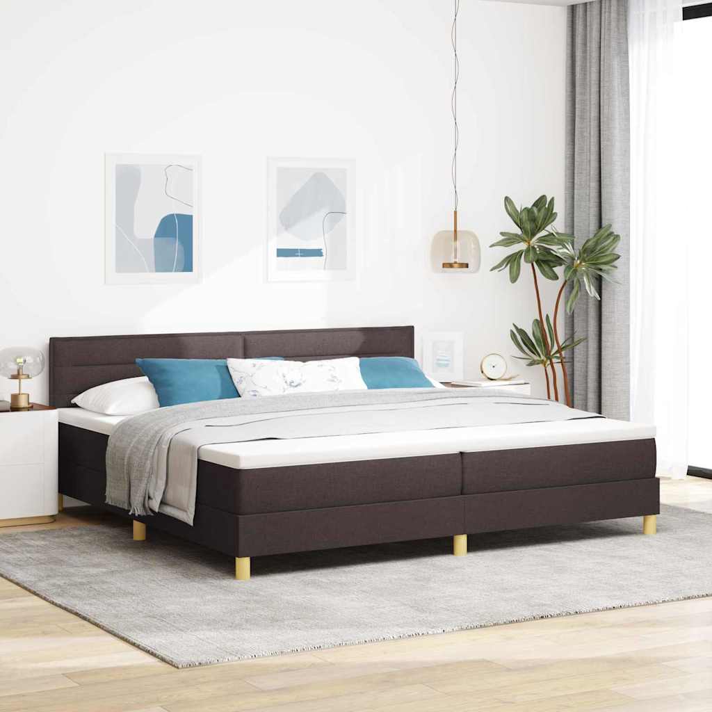 Letto a molle con cuscino Marrone Scuro 200 x 200 cm Tessuto | homemem39