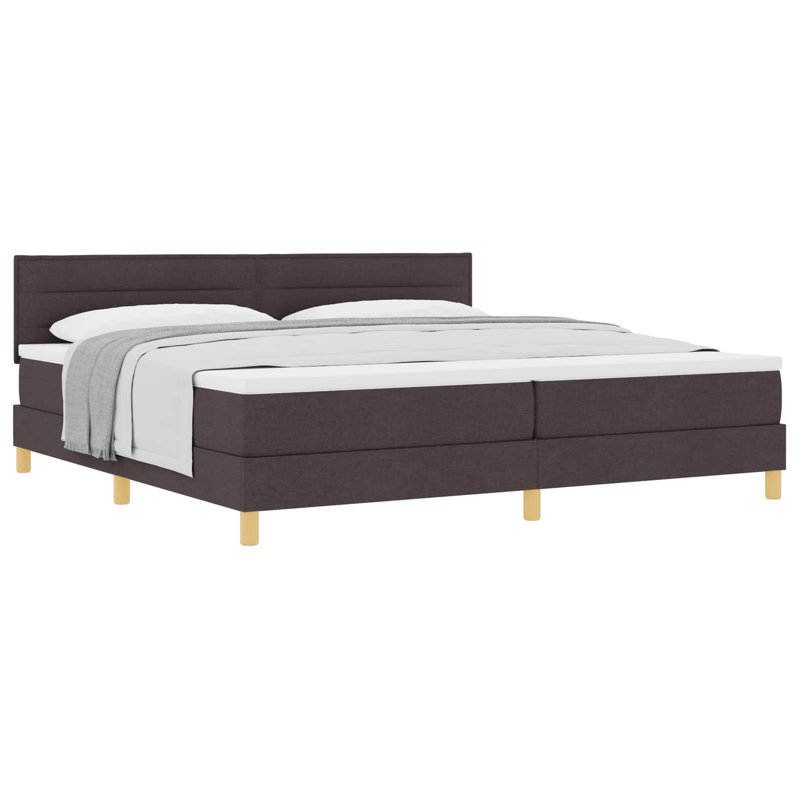 Letto a molle con cuscino Marrone Scuro 200 x 200 cm Tessuto | homemem39