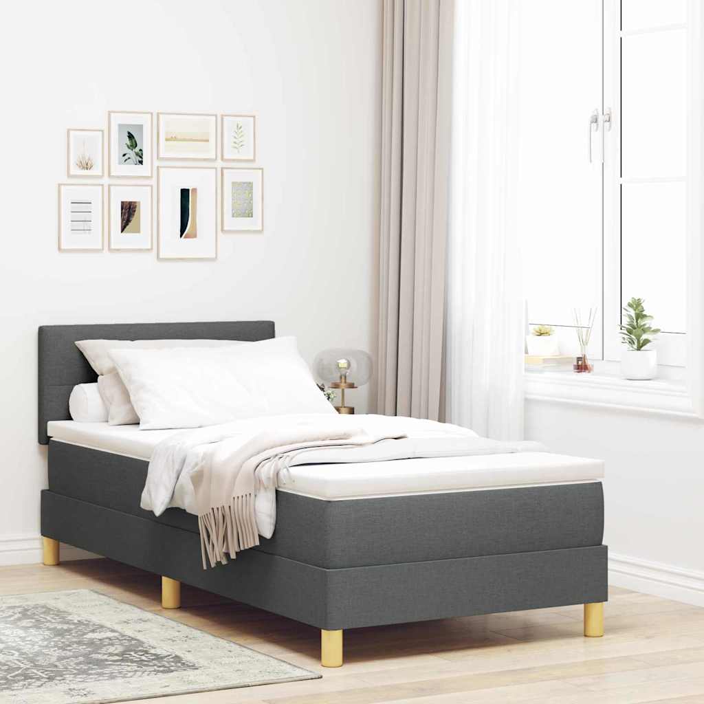 Letto a molle con cuscino Grigio scuro 80 x 200 cm Tessuto | homemem39