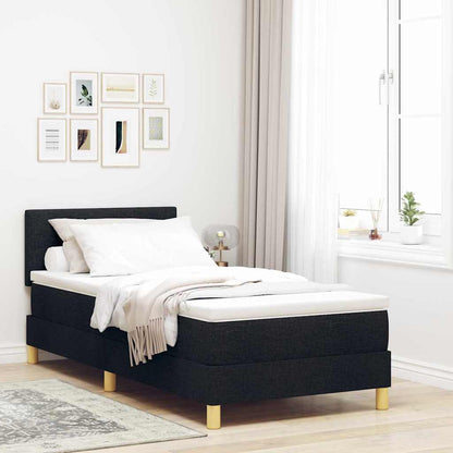 Letto box spring con materasso Nero 90 x 190 cm Tessuto