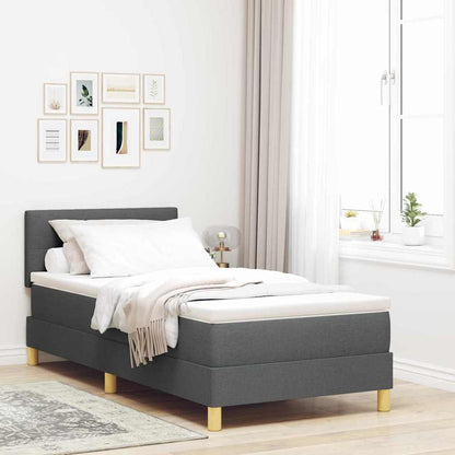 Letto box spring con materasso Grigio scuro 90 x 200 cm Tessuto