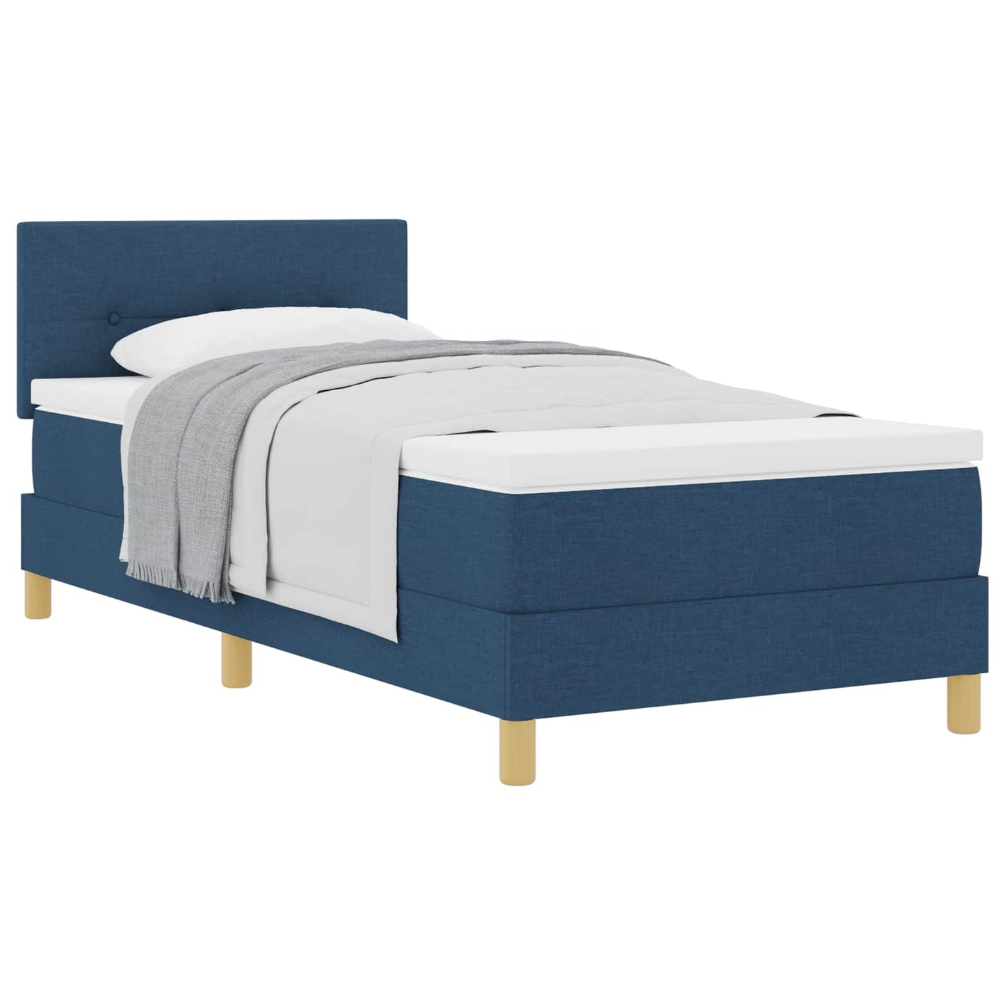Letto a molle con cuscino con testiera Blu 90 x 200 cm Tessuto | homemem39