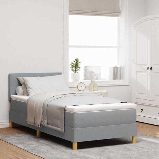 Letto box spring con materasso Grigio chiaro 100 x 200 cm