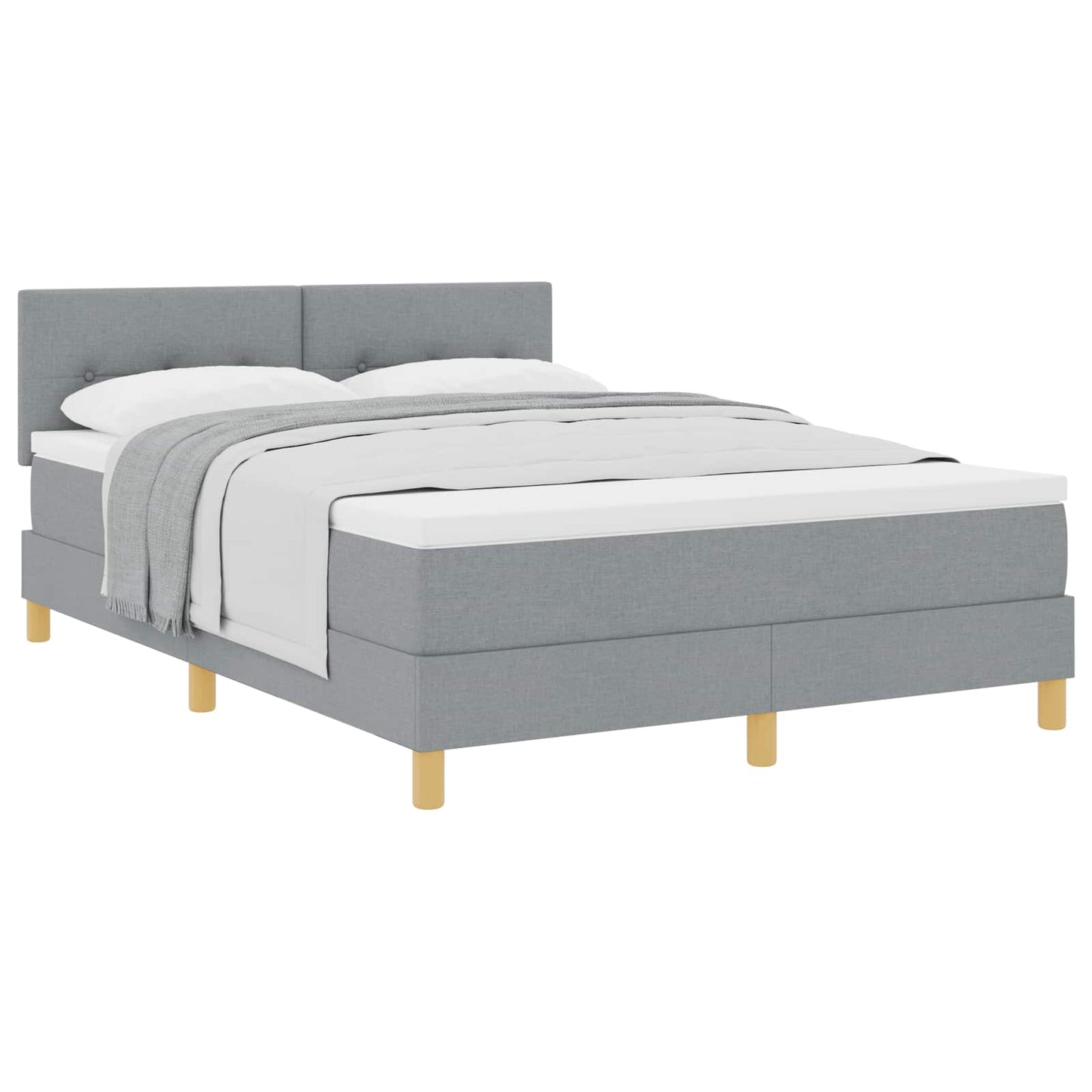 Letto a molle con cuscino Grigio chiaro 140 x 200 cm Tessuto | homemem39