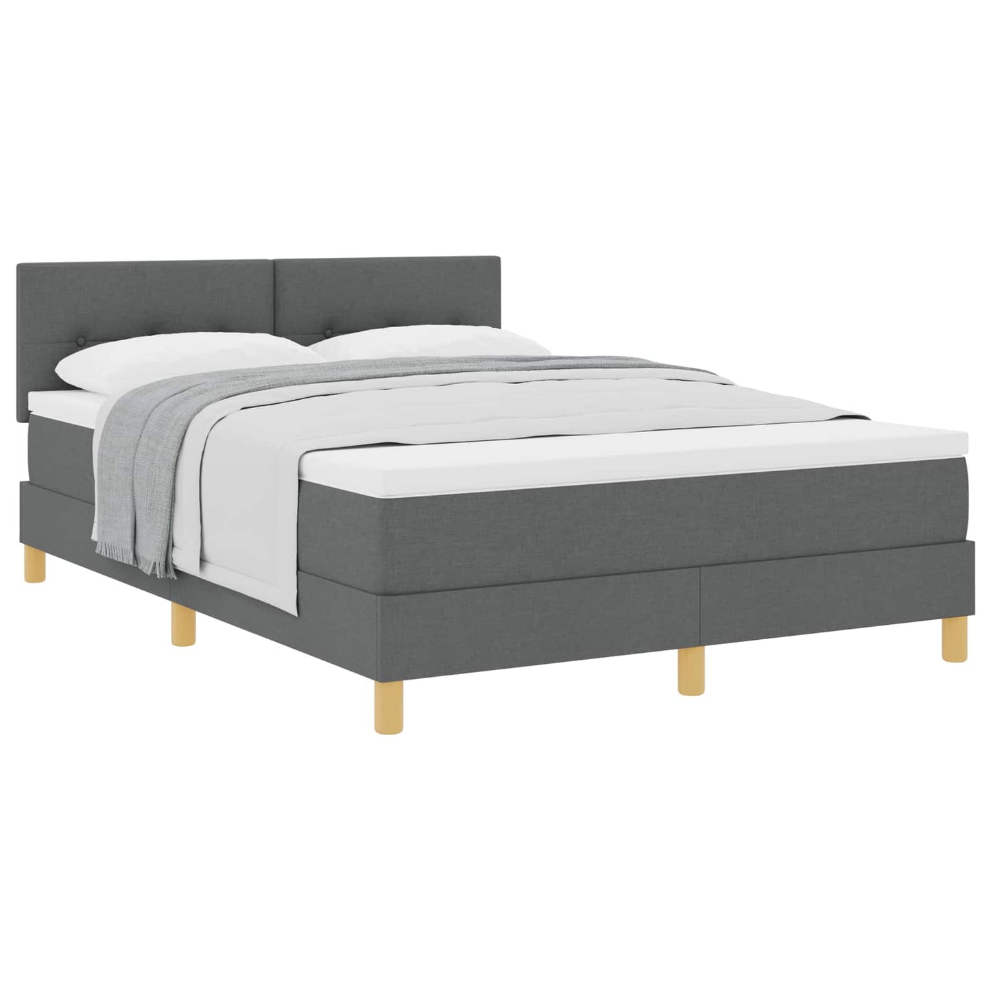 Letto a molle con cuscino Grigio scuro 140 x 200 cm Tessuto | homemem39