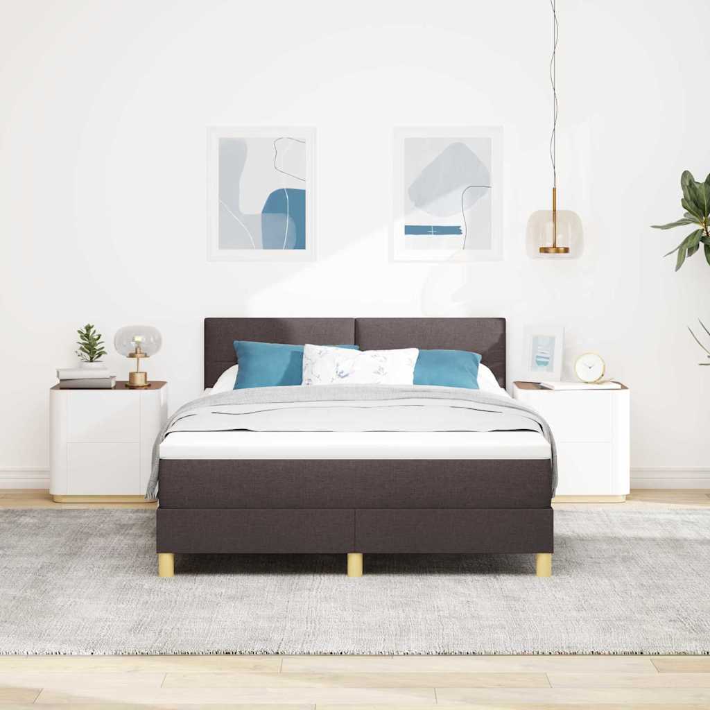 Letto a molle con cuscino Marrone Scuro 140 x 200 cm Tessuto | homemem39