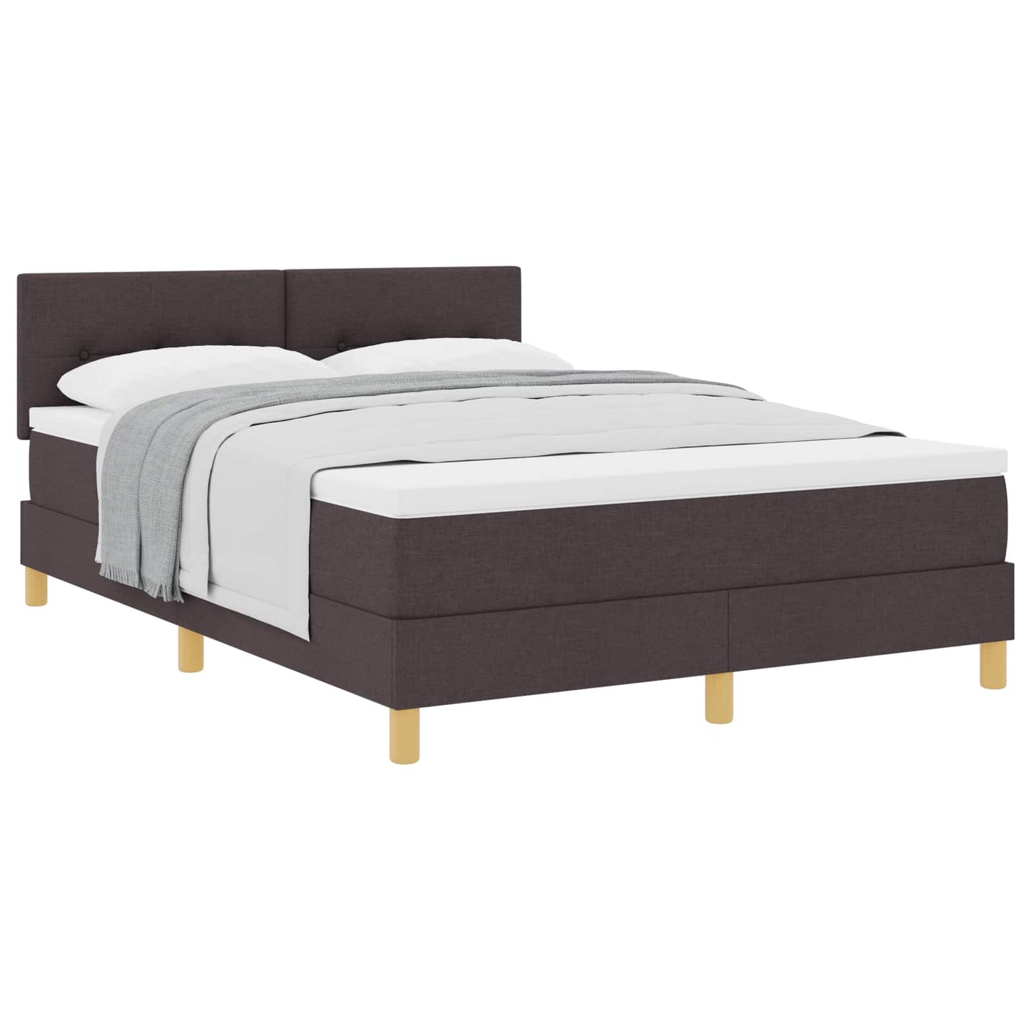 Letto a molle con cuscino Marrone Scuro 140 x 200 cm Tessuto | homemem39