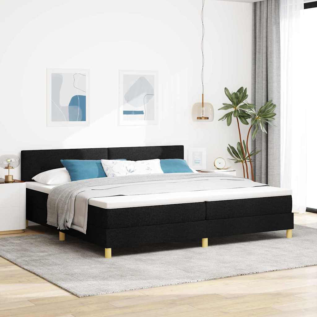 Letto box spring con materasso Nero 200 x 200 cm Tessuto - homemem39