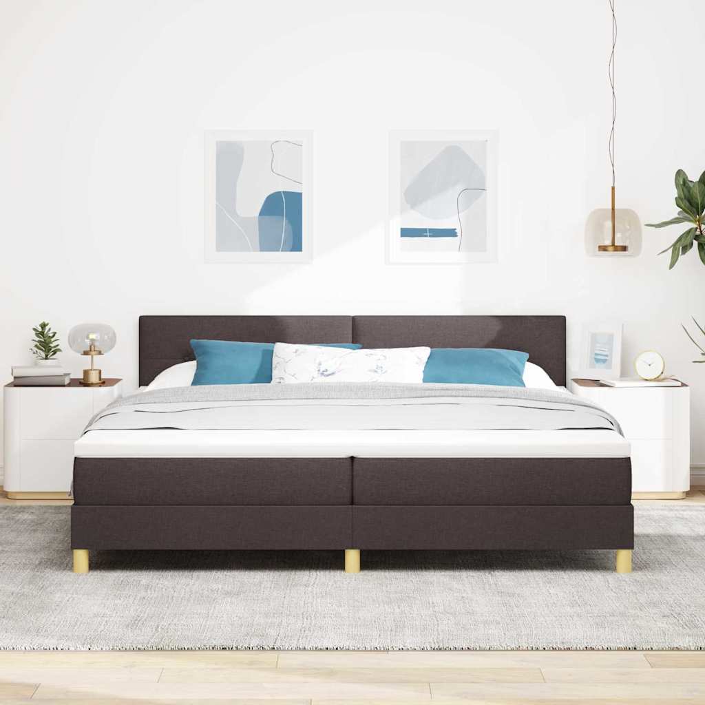 Letto a molle con cuscino Marrone Scuro 200 x 200 cm Tessuto | homemem39