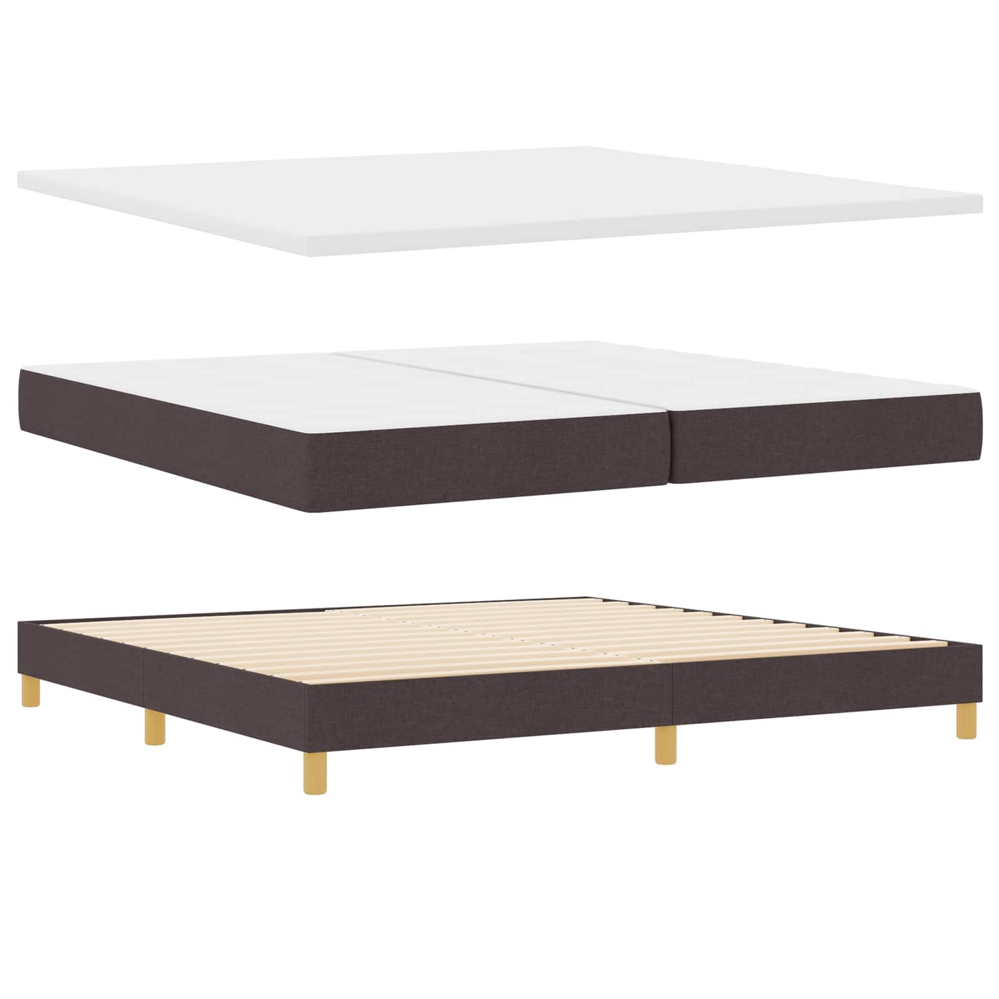 Letto a molle con cuscino Marrone Scuro 200 x 200 cm Tessuto | homemem39