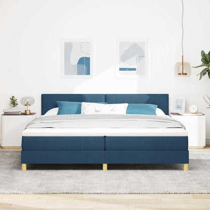 Letto a molle con cuscino con testiera Blu 200 x 200 cm Tessuto | homemem39
