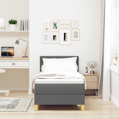Letto a molle con cuscino Grigio scuro 80 x 200 cm Tessuto
