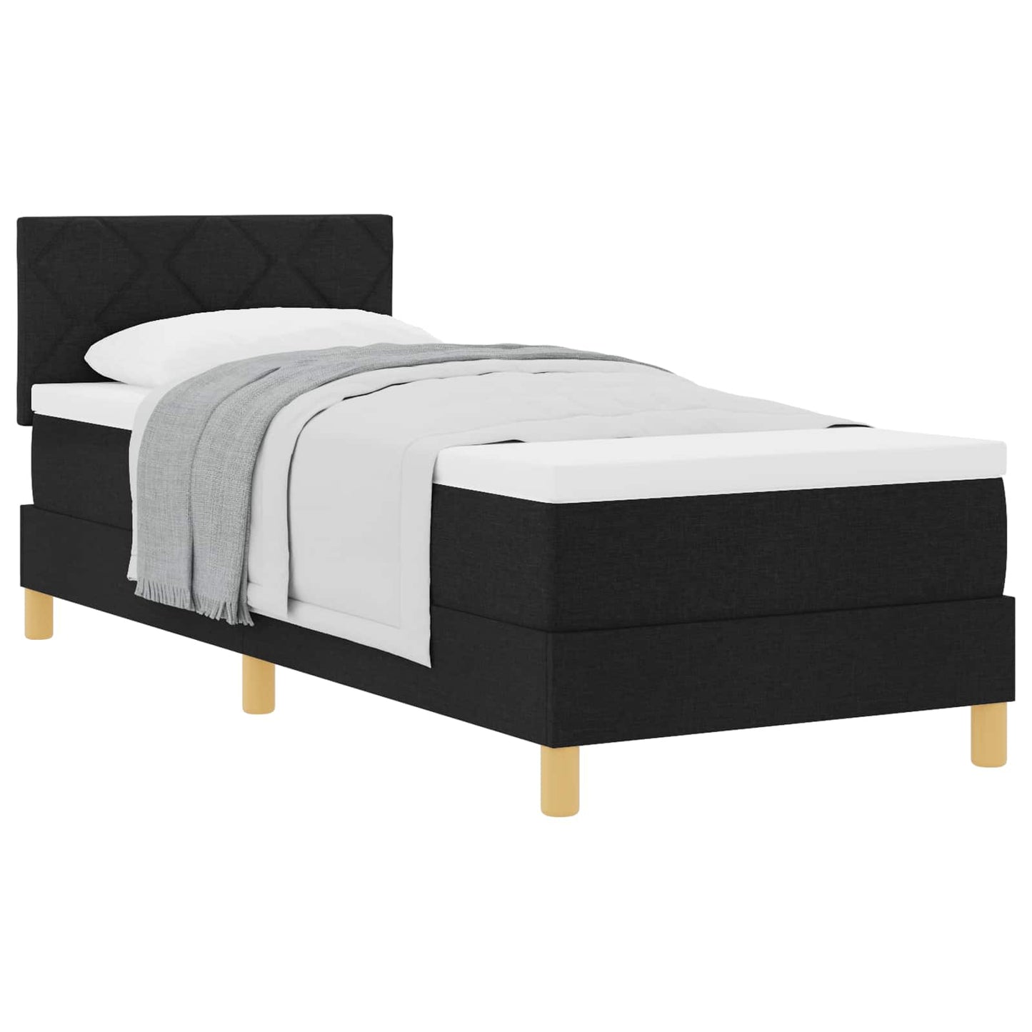 Letto a molle con cuscino con testiera Nero 80 x 200 cm Tessuto