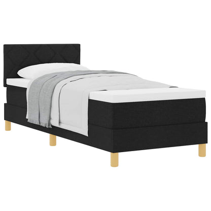 Letto a molle con cuscino con testiera Nero 80 x 200 cm Tessuto
