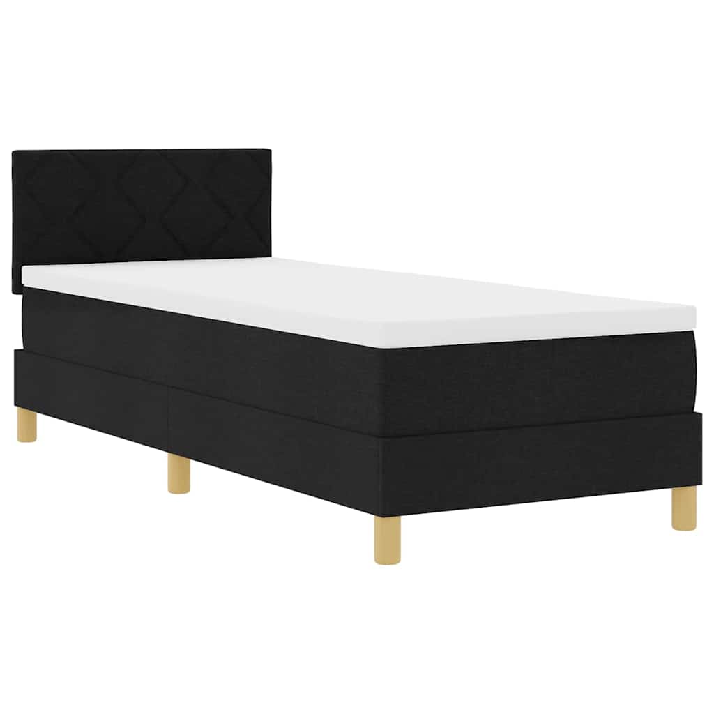 Letto a molle con cuscino con testiera Nero 80 x 200 cm Tessuto | homemem39